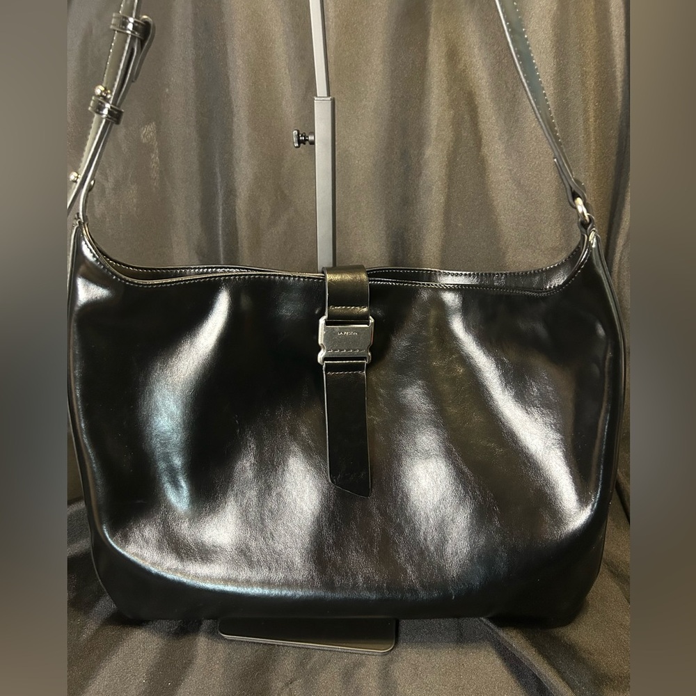 LA FESTIN Black Leather Large Hobo Bag for Women, Crossbody Purse / Shoulder Bag
